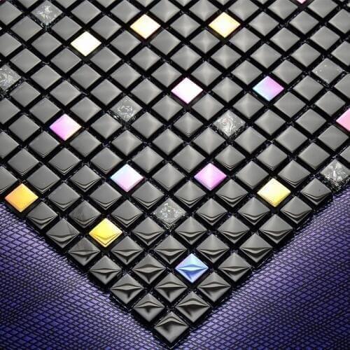 Simple Mystery Plated Black Crystal Glass Mosaic Tile for Villa Kitchen Backsplash Bathroom Shower Wall Floor Tile Decor