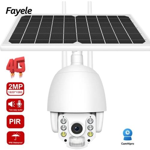 Secuirty 4G Low Consumption PTZ Camera 1080P Wireless WIFI 8W Solar Panel 14400mA Rechargeable Battery Camera PIR Detection IR