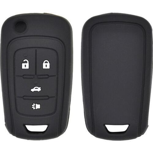 4 Buttons Silicone Folding Car Key Shell Fits For Chevrolet Cruze Sonic Buick Remote Black Key Shell Cover Car Accessories