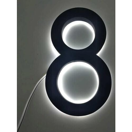 Waterproof stainless steel led door plate 3D address numbers led illumilous house numbers