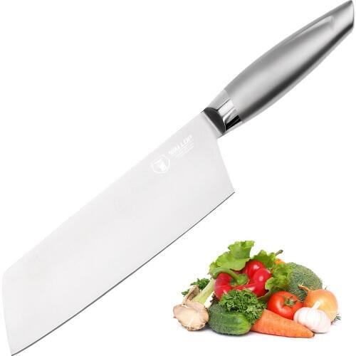 Wallop Nakiri Knife - German HC Stainless Steel Meat Cleaver Vegetable Kitchen Knife - Non-slip Ergonomic Full Tang Handle 7