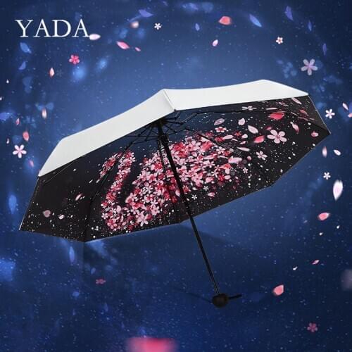 YADA INS Flower Swan Pattern 8 Bones Mini Pocket Umbrellas Parasol INS Folding Umbrellas Rain For Women UV Umbrella YS200177