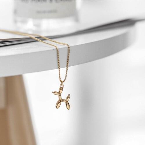 YAOLOGE 2021 Female 316L Stainless Steel Gold Color Dog Necklaces Trendy Simple Necklaces Collier Fashion Girls Party Jewelry
