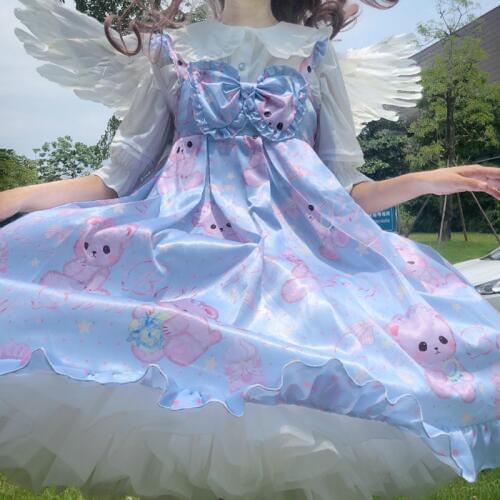 Japanese Lolita dress Baby Bear JSK Sleeveless Female Summer lolita blouse victorian sweet lolita fairy kei renaissance
