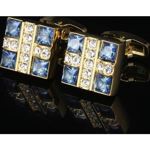 Cufflinks Copper Mens Wedding Unisex Suit Party Business Daily Casual Date French Shirt Blue Crystal Cufflinks Classic Gifts