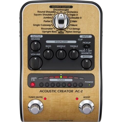 Zoom AC-2 acoustic guitar single effect device, preamplifier, Guitar Effect Pedal