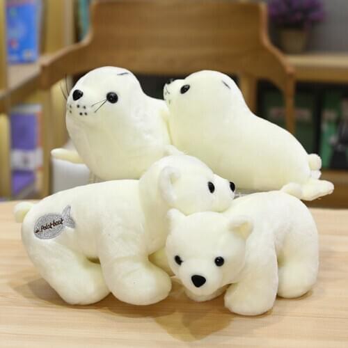 1PC 24/28cm Polar Bear Plush Toy Soft Cartoon Animal Cute White Bear Stuffed Doll Seal Sea Lion Pillow Kids Baby Christmas Gift