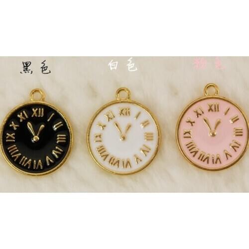 20pcs/lot Enamel color jewelry pendants double-sided clock drip for bracelet necklace Hair DIY jewelry Accessories