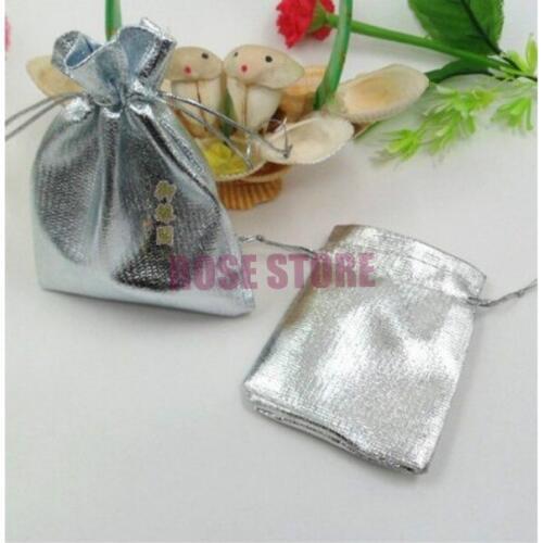 500pcs/Lot Silver Plated Satin Gift Bag 9x12cm Small Jewelry Package Bags Wedding Favors Candy Gift Packaging Bag & Pouches