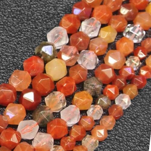 6-12mm Natural Faceted Mixed Quartz Rutilated Quartz Beads For Jewelry Making beads 15'' DIY Beads Bracelets Trinket Gift