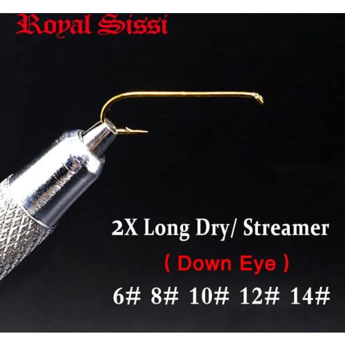 4sizes 40pcs/pack streamer hooks/ 2X length dry fly hooks No.6# 10# 12# 14# sproat bend long shank hooks for dry& streamer flies