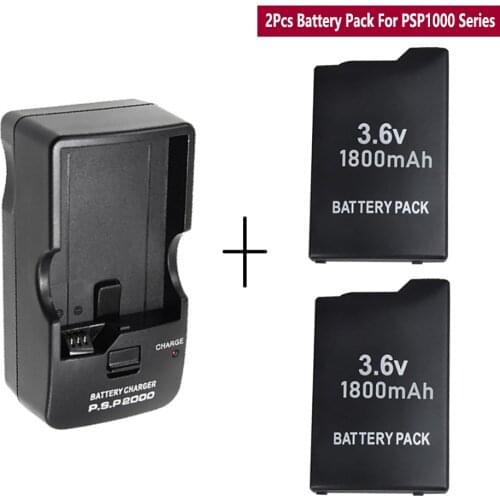 2Pcs 3.6V 1800mAH Rechargeable Battery pack+Charger US/EU Plug For Sony PSP1000 Wireless Console Gamepad