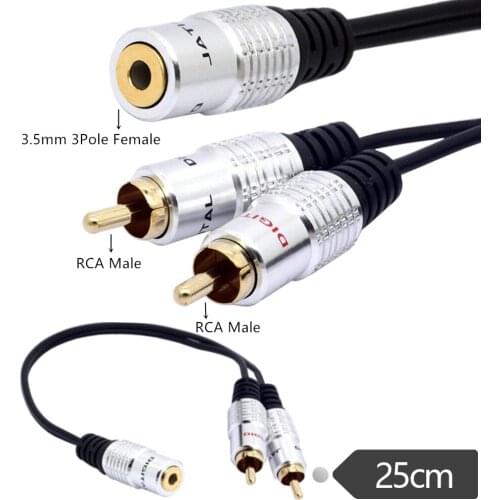 ERE 3.5mm Female Jack to 2 RCA Plugs Audio Stereo Adapter, 3.5mm Female to 2RCA Male Stereo Gold Plated Y-Cable