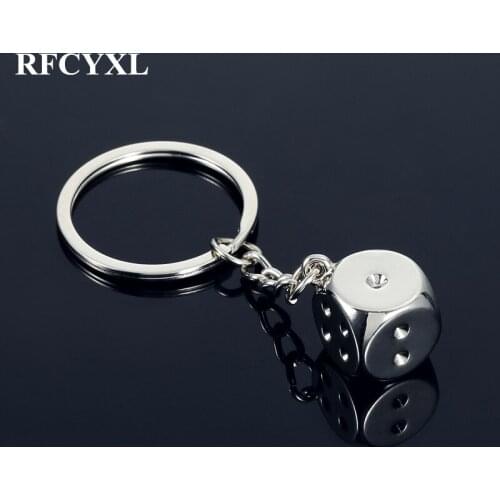 Car Motorcycle Key Chains Rings Personality Dice Metal Holder For Car Keyrings KeyChains For Man Women High Quality Gift