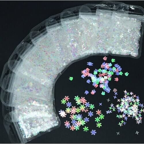 Nail Art Glitter Sequins Snowflake/Pentagram/Four-pointed Star/Flower/Triangle/Butterfly/Moon/Love/Cat Holo Nail Paillette Ta#86