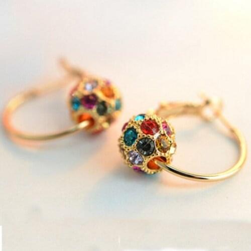 CANZE Korean Trend Crystal Ball Ball Earrings Color Diamond Lucky Ball Transfer Bead Eardrop Ear Jewelry