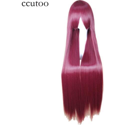 Ccutoo Shana Burgundy 100cm Straight Long Synthetic Hair Cosplay Wigs High Temperature Fiber Heat Resistance Fiber