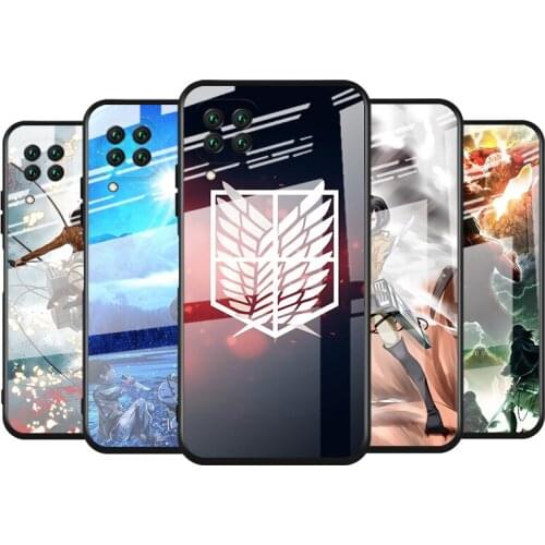 Tempered Glass Cover Attack on Giant Logo For Huawei Y6 Y7 Y9 Y5P Y6P Y8S Y8P Y9A P Smart Z 2019 2020 2021 Phone Case