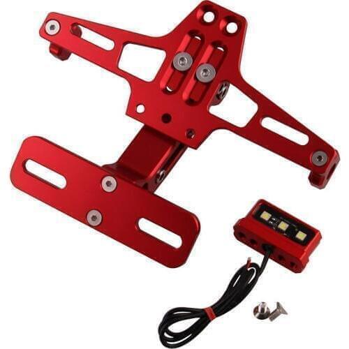 Red Blue Black Motorcycle Modified Telescopic Adjustable Aluminum Plate License Bracket LED Light License Plate Frame