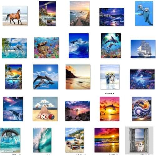 Dolphin Sunset Sea cross stitch kit people 18ct 14ct 11ct count print canvas stitches embroidery DIY handmade needlework