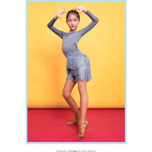 Tassel Latin Dance Dress For Girls Latin Salsa Children Ballroom Skirts Dresses Samba Tango Cha Cha Kids Fringe Costume