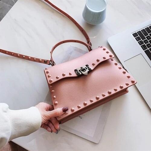 Elegant Female Tote bag 2021 Fashion New High Quality PU Leather Womens Designer Handbag Rivet Lock Shoulder Messenger Bag