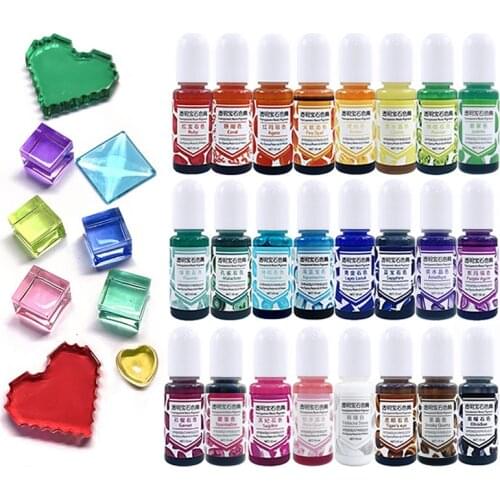 24 Colors 10ml Crystal Epoxy Resin Pigment Liquid Dye DIY UV Resin Mold Jewelry Making Accessories Handmade Gem Crafts
