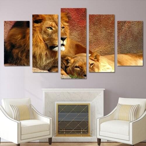HD Printed Animals Lion Group Painting Canvas Print room decor print poster picture canvas Free shipping/H075
