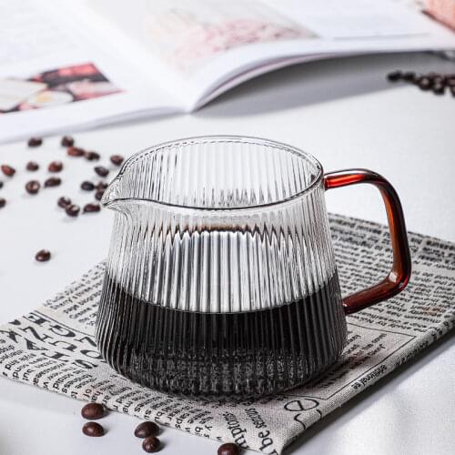 Vertical Pattern Glass 300ML/500ML Cafeteira Drip Coffee Maker Factory Stock Glass Sharing Pot V60 Set Supporting Coffee Tools
