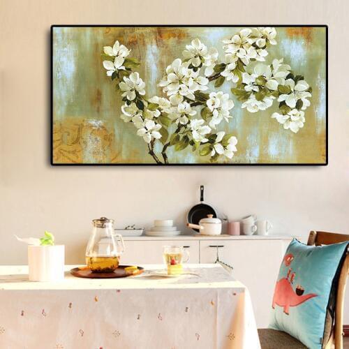 Blossoming Almond Tree Flower Impressionist Landscape Oil Painting on Canvas Posters and Prints Wall Art Picture for Living Room