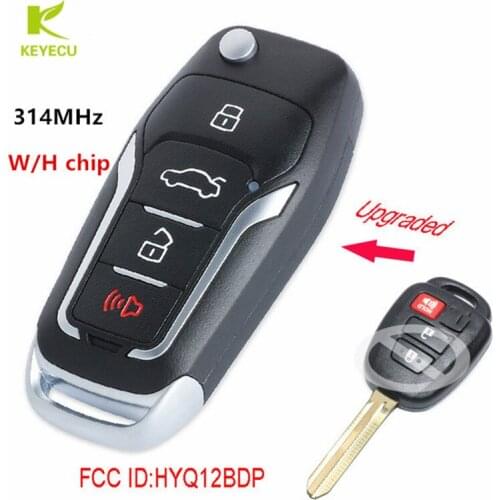 KEYECU 314MHz with H chip Upgraded Flip Remote Car Key Fob for Toyota RAV4 Tacoma 2014-2016 /Scion xB 2013-2015 FCC ID: HYQ12BDP