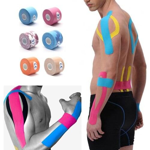 2 Rolls Kinesiology Tapes Knee Compression Sleeves Elbow Support Volleyball Knee Pads for Sport Bandage Guard Wristbands Tennis