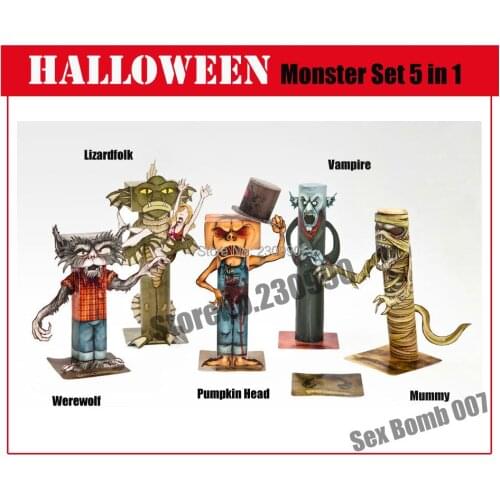 Classic Halloween Pumpkin Head, Werewolf, Mummy, Lizardfolk, Vampire Paper Model Kits For Kids Adults' Paper Models Toy Of Hobby