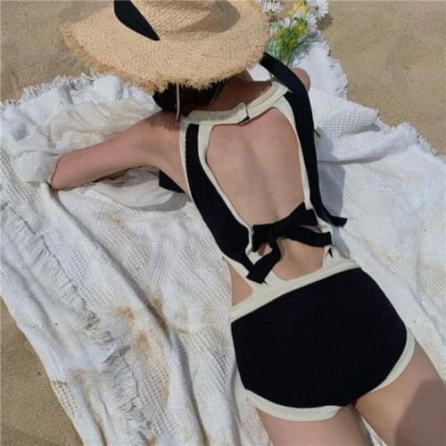 Swimsuit 2021 New Korean Sexy Siamese Slim and Sexy Fashion Backless Triangle Women 's Swimsuit