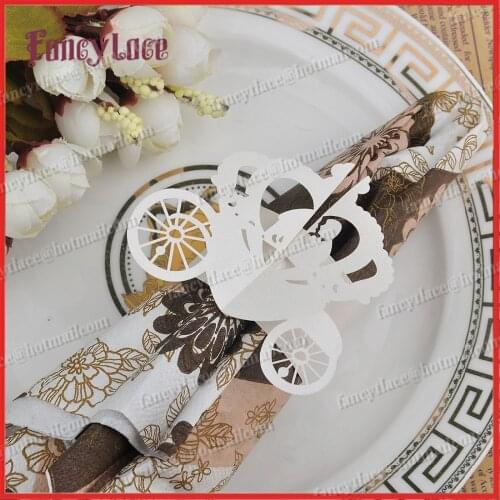 Hot Pumpkin Car Beautiful Design Pearl Paper 50pcs/lot Napkin Rings Holders Decoration Porta Guardanapo Wedding Table Decor