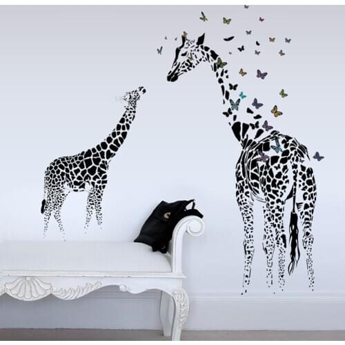 HOT SALES！！！Removable Giraffe Butterfly Self-Sticky Wall Sticker Decal Home Cafe Shop Decor