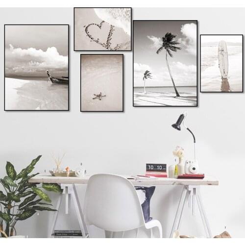 Small Fresh Sea View Beach Love Coconut Picture Lovers Travel Canvas Painting Home Decor Living Room Bedroom Printing Poster