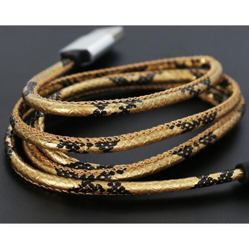 Snake Skin Shape Micro USB Charger Data Cable 1 M 4 Color Android Mobile Phone Cables For Samsung For Huawei For HTC High Speed