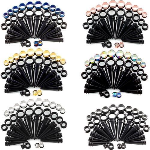 36pcs Gauge Kit Surgical Steel Flared Ear Expansion Stretcher Plugs 10-20MM Taper Ear Stretching Piercing Jewelry 3pairs/size
