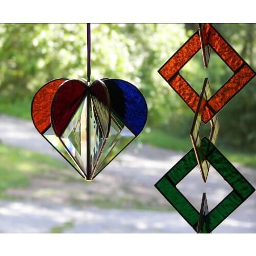 2021 New Multi-sided Heart Colourful Decoration Suncatcher Rainbow Maker Window Hanging Ornament Sun Catcher Home Garden Decor