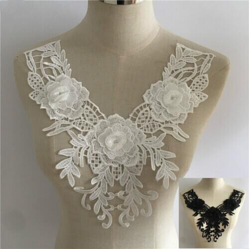 New Lace Collar DlY Embroidery Sewing Hollow Imitation Pearl Bridal Dress Accessories