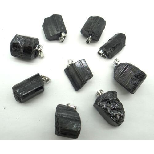 Wholesale natural black tourmaline tourmaline repair ore can be used pendant for diy jewelry making necklace Accessories 10pcs