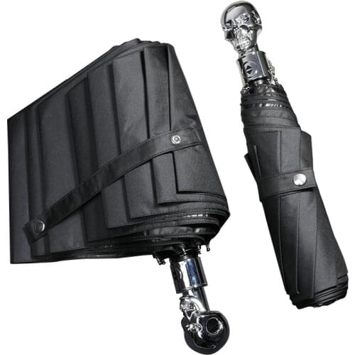 Skulls Full Automatic Umbrella Mens Three Folding Umbrella Rain Women Windproof Double Black Coating Parapluie Gift Ideas SY256