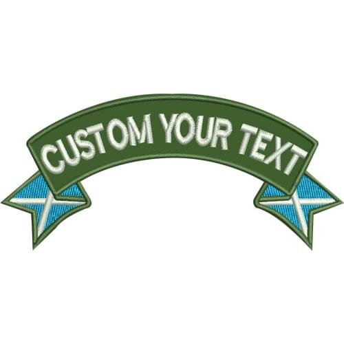 Custom Scotland flag name tags patch ribbon shape embroidered iron on backing