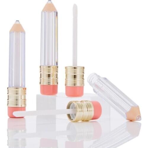 Wholesale Pencil Shaped Clear Lip Gloss Tubes Plastic Empty Lip Gloss Tube Lip Balm Tubes Refillable Lipgloss Bottles SN3379