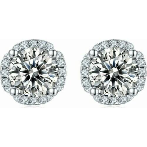 P&Y Luxry Sterling Silver Necklace Diamond Jewelry Set White Gold Round VVS Moissanite Wedding Jewellery Set Bridal Jewelry