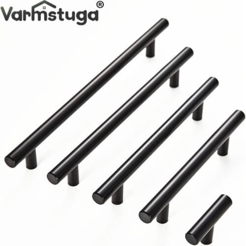 Modern Matt Black Stainless Steel Kitchen Door Cabinet T Bar Handle Pull Knob 2" ~ 12'' Hardware Drawer Kitchen handles