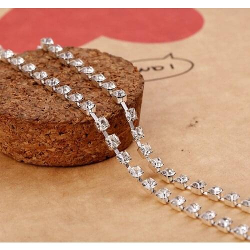 Deal 10yards/roll Ear shape claws crystal Rhinestone Chain Using Level A diamond DIY Apparel accessories