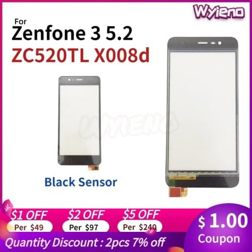 Wyieno 5.2" Black Sensor For ASUS Zenfone 3 5.2 ZC520TL X008d Touch Screen Front Glass Lens Panel Digitizer