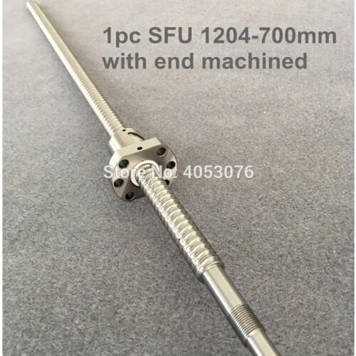 Ballscrew SFU1204 700mm ball screw with flange single ball nut BK/BF10 end machined CNC parts